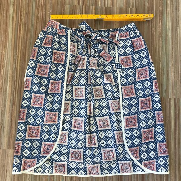 Paisley Cotton Half Apron Pockets Waist Tie Country Calico Print - Picture 2 of 3